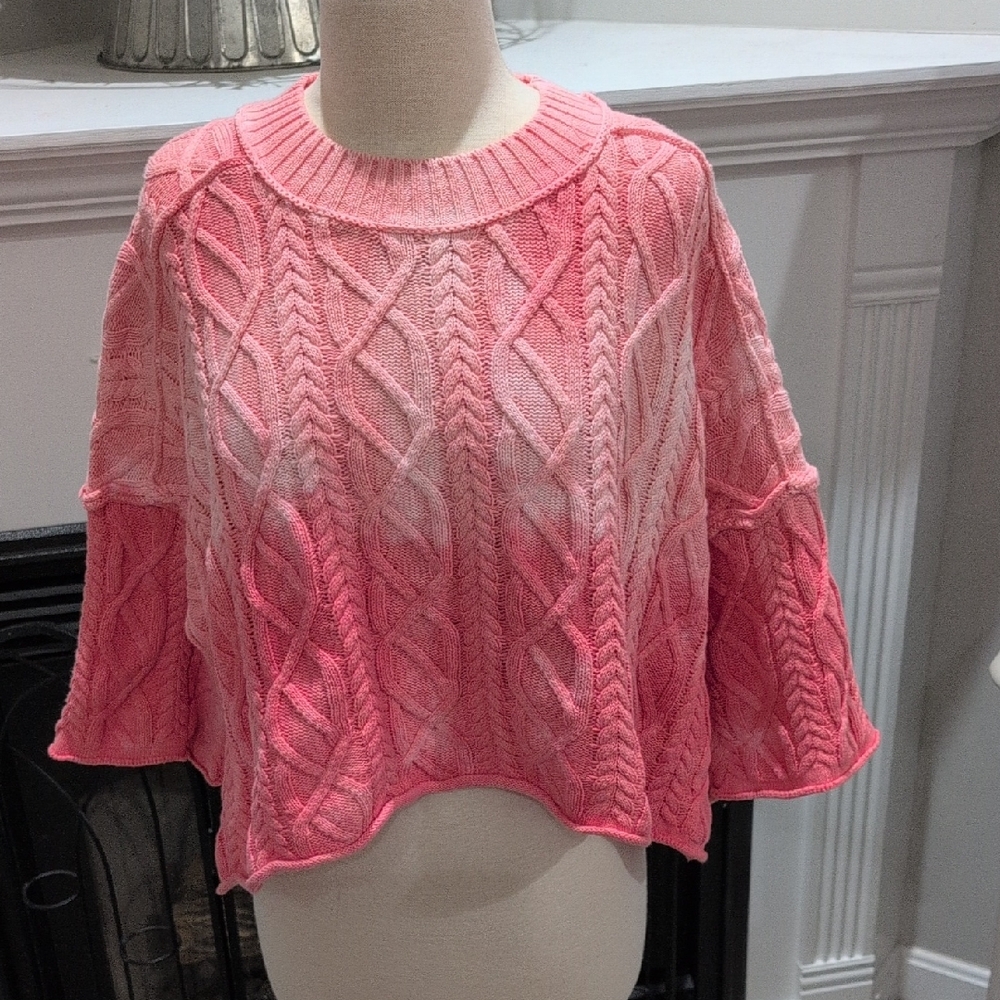 Free People Cropped Ombre Cable Knit Sweater Size XS Brand New